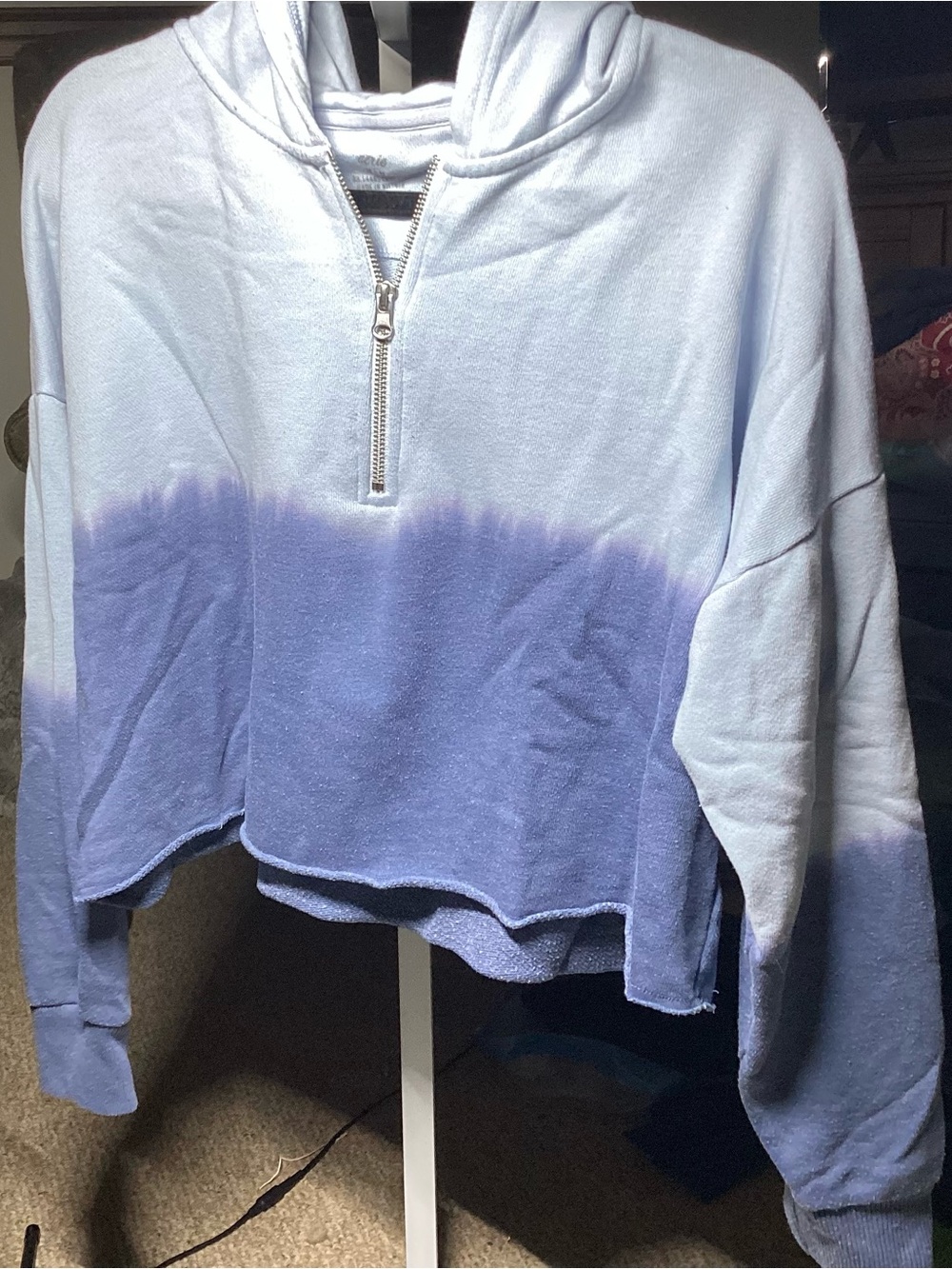 aerie Light Blue & Lavender Cropped Half-Zip Hoodie